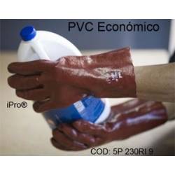 Guantes PVC Económico rojo, de 12",puño elastico.sanitiz.homolo, CE