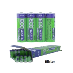 Ecowatts Batería Carbón Zinc (AAA R03) 4pzs/Blister 1.5v. LUMISTAR